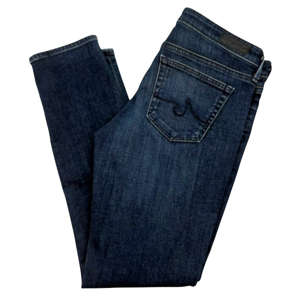 AG Adriano Goldschmied Stevie Ankle Slim Straight Jeans 29 Dark Wash Denim USA